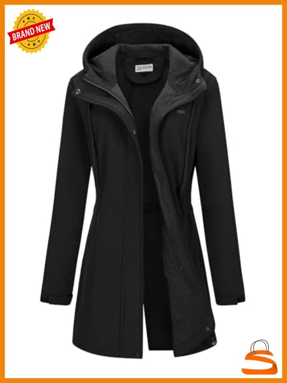 Women's Hooded Softshell Jacket Fleece Lined Waterproof Raincoat